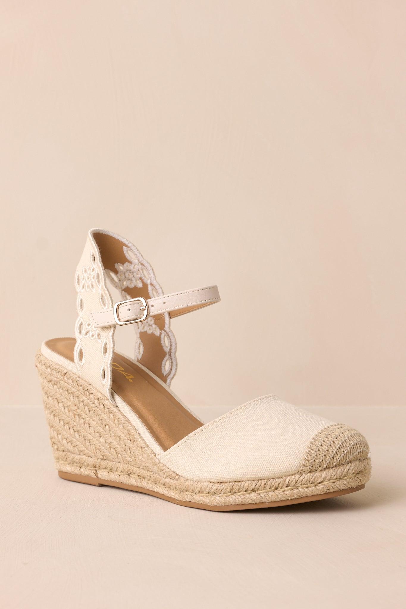 Along The Shore Beige Espadrille Platform Wedges Product Image