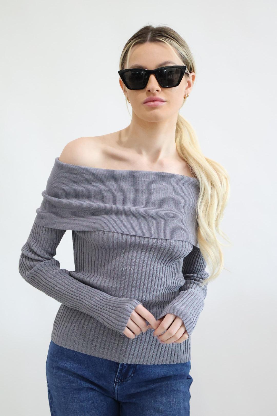 Off The Shoulder Fitted Sweater Product Image