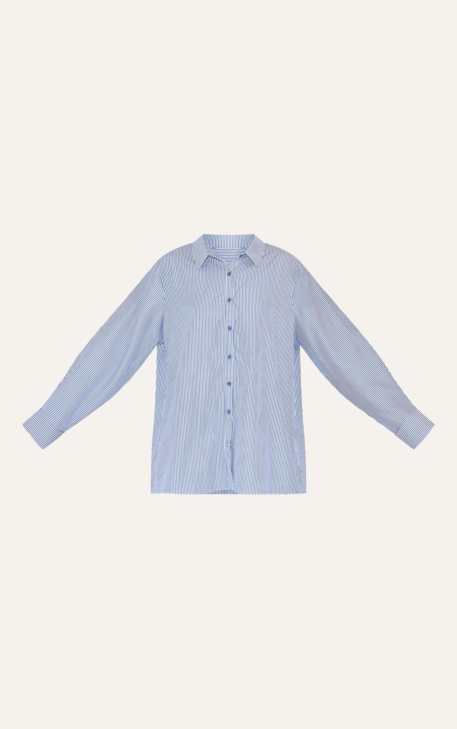 Blue Striped Oversized Cotton Shirt Product Image