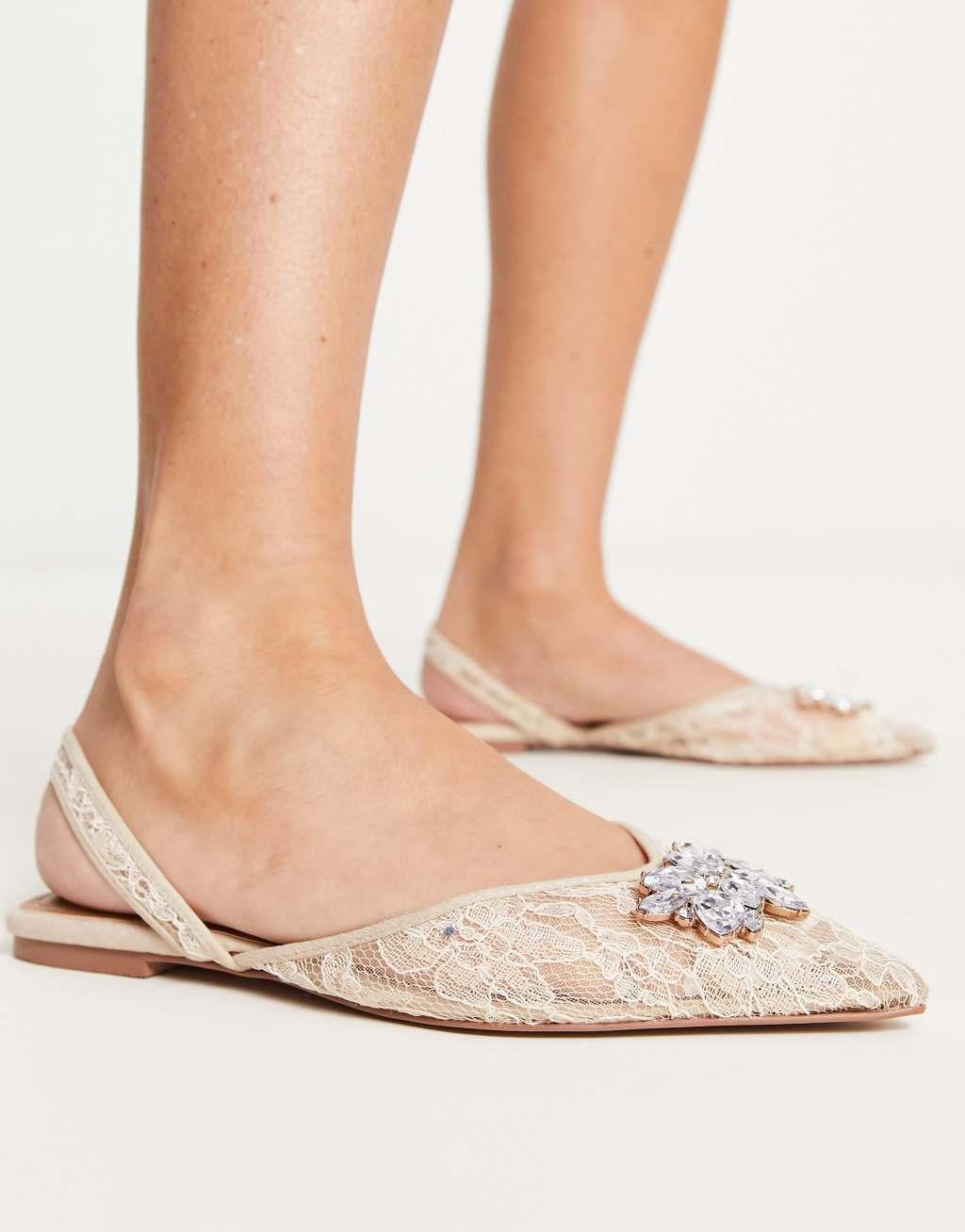 ASOS DESIGN Lyrical embellished slingback ballet shoes Product Image