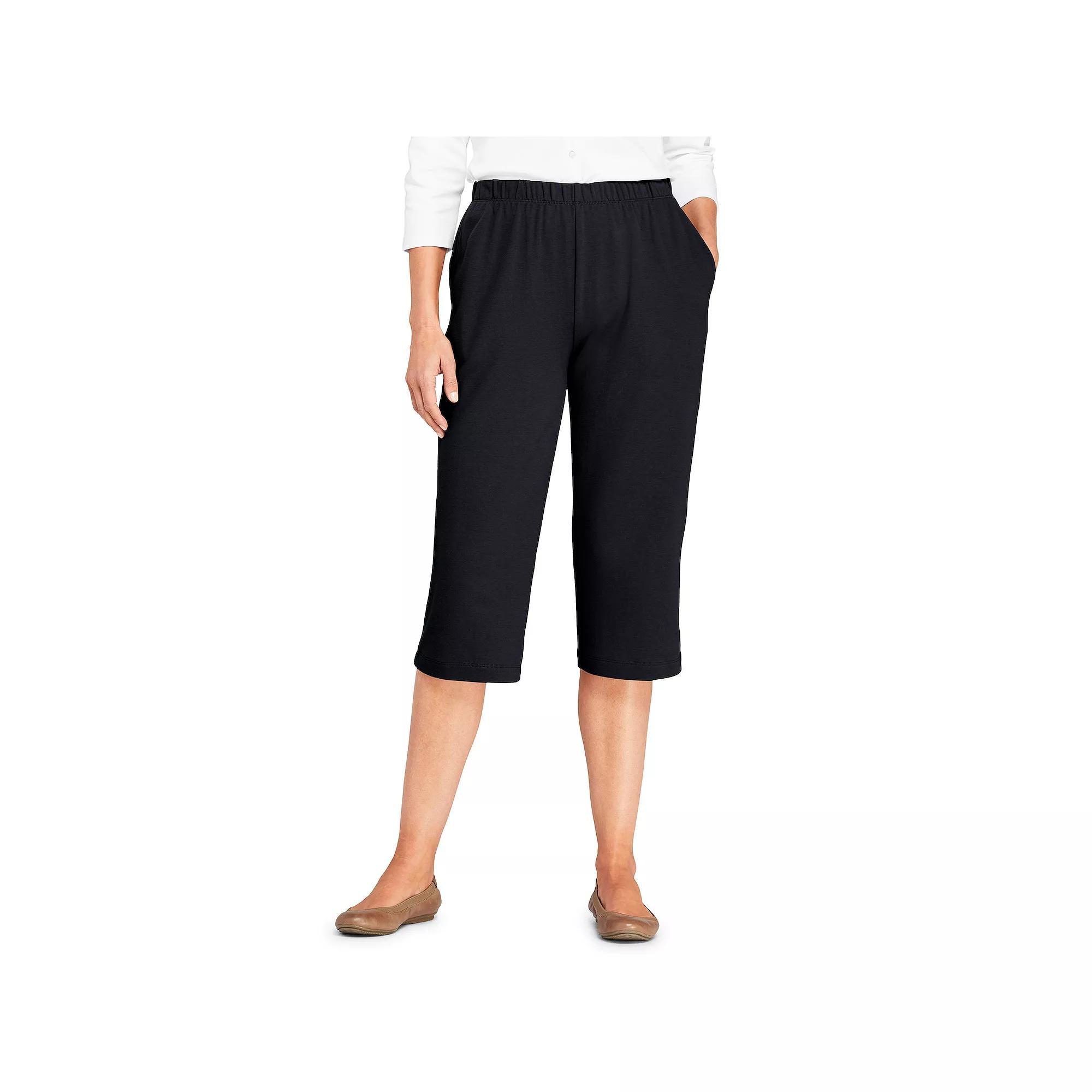 Women's Lands' End Sport High Waist Pull-On Capri Pants, Size: Large, Black Product Image