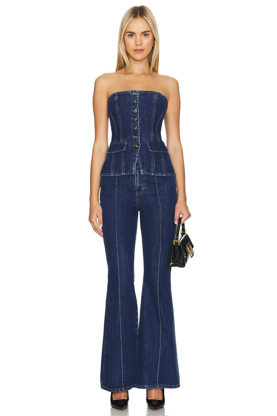 Denim Bandeau Jumpsuit self-portrait Product Image