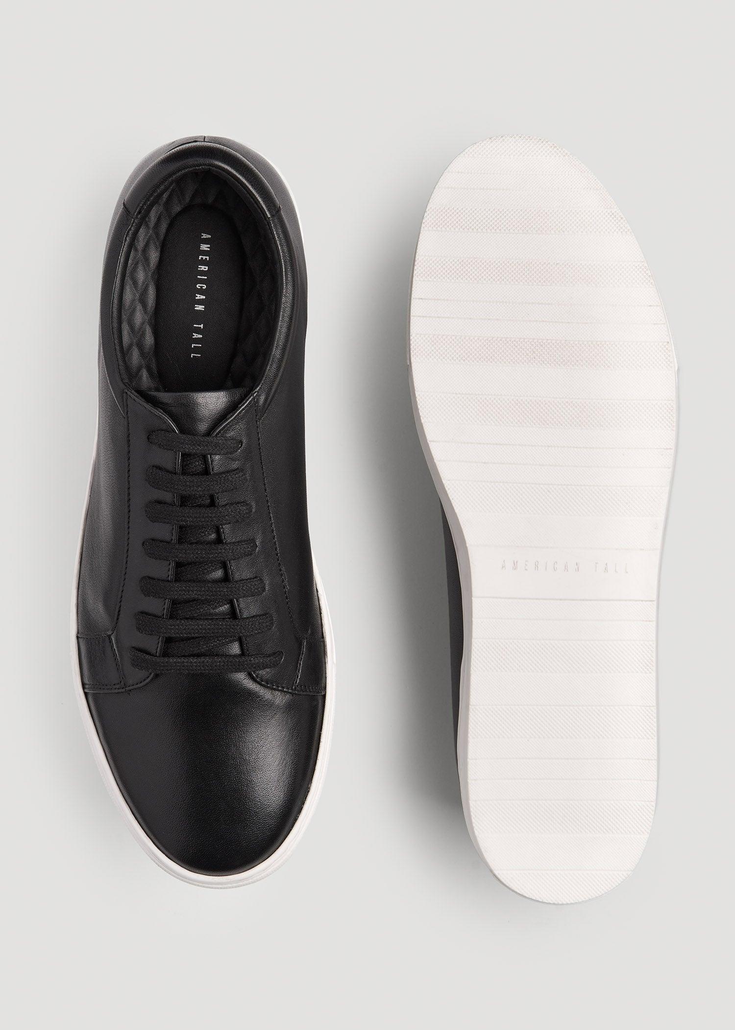 Cupsole Tennis Sneakers for Tall Men in Black Product Image