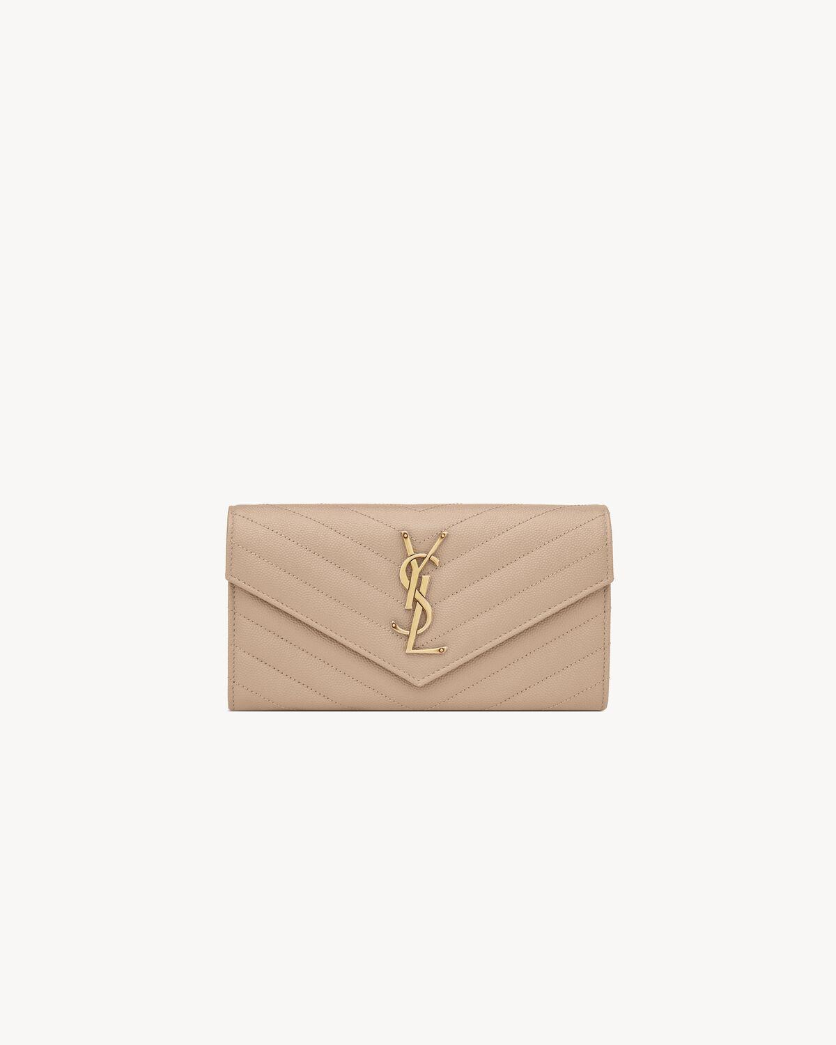 CASSANDRE MATELASSÉ LARGE FLAP WALLET IN GRAIN DE POUDRE LEATHER | Saint Laurent | YSL.com Product Image