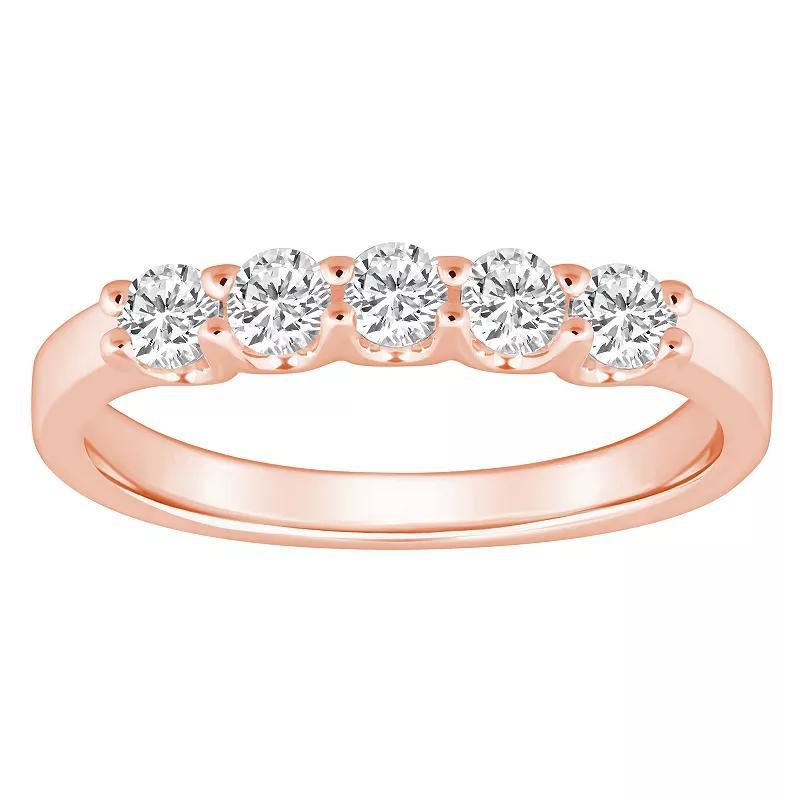 Alyson Layne 14k Gold 1/2 Carat T.W. Diamond 5-Stone Wedding Band, Womens Pink Product Image