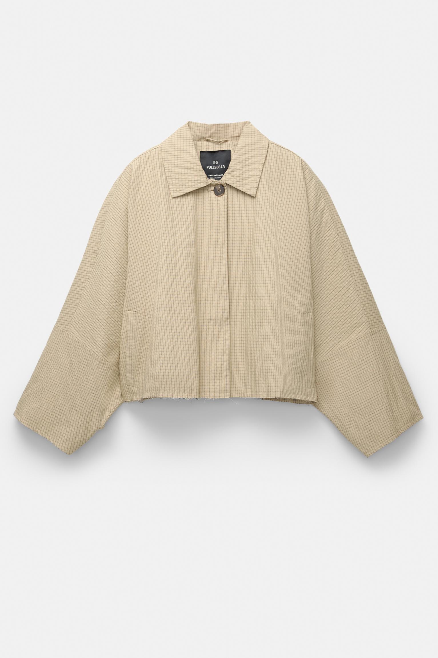 Cropped check trench coat Product Image