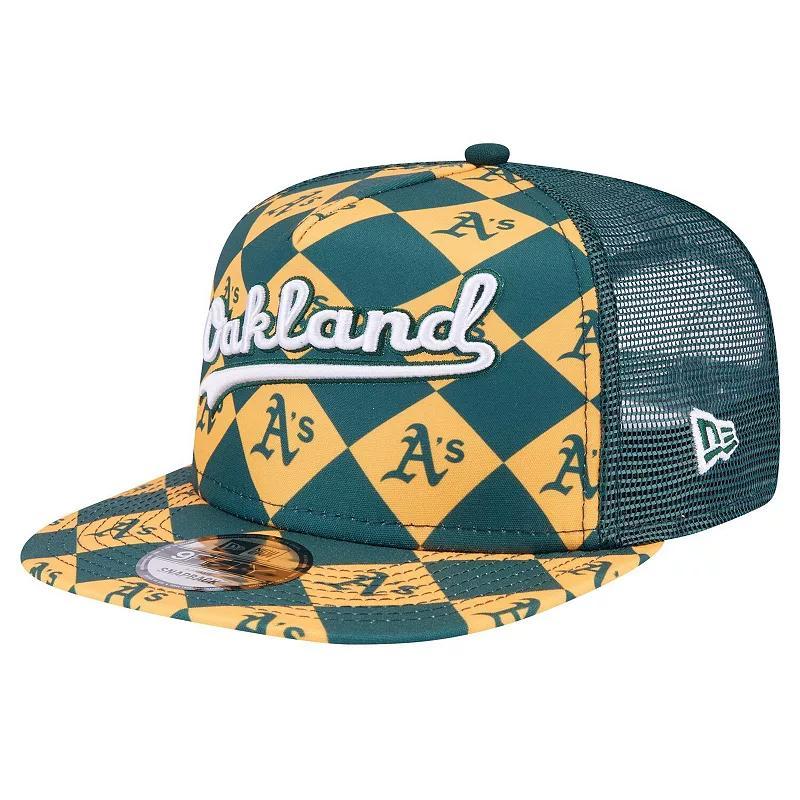 Mens New Era Oakland Athletics Seeing Diamonds A-Frame Trucker 9FIFTY Snapback Hat Product Image