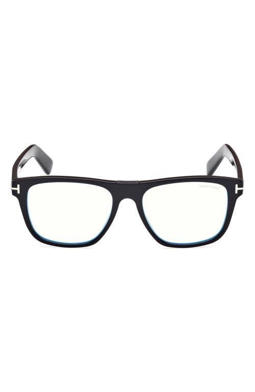 TOM FORD 54mm Square Blue Light Blocking Optical Glasses In Black Product Image