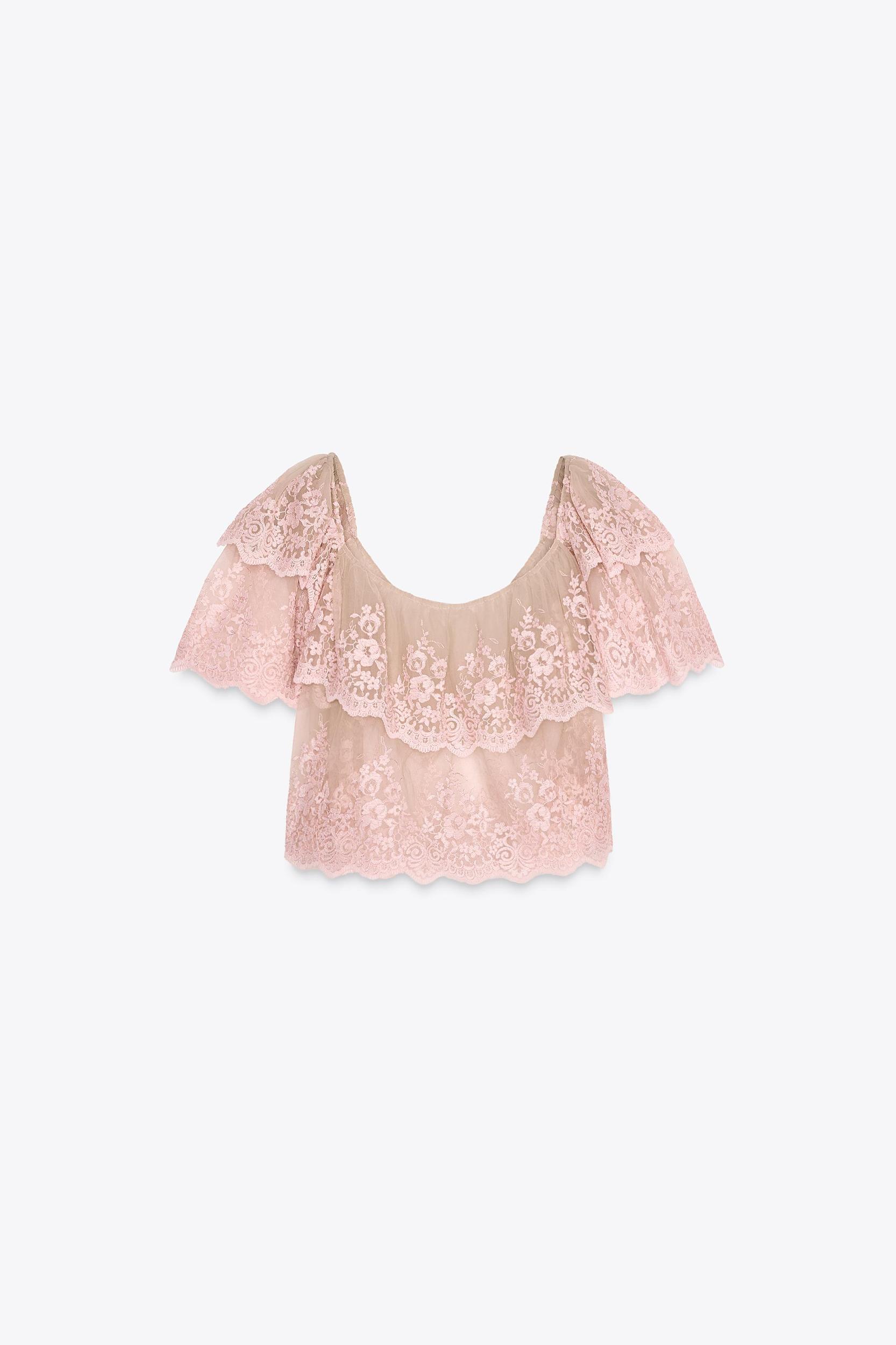EMBROIDERED RUFFLED TOP Product Image