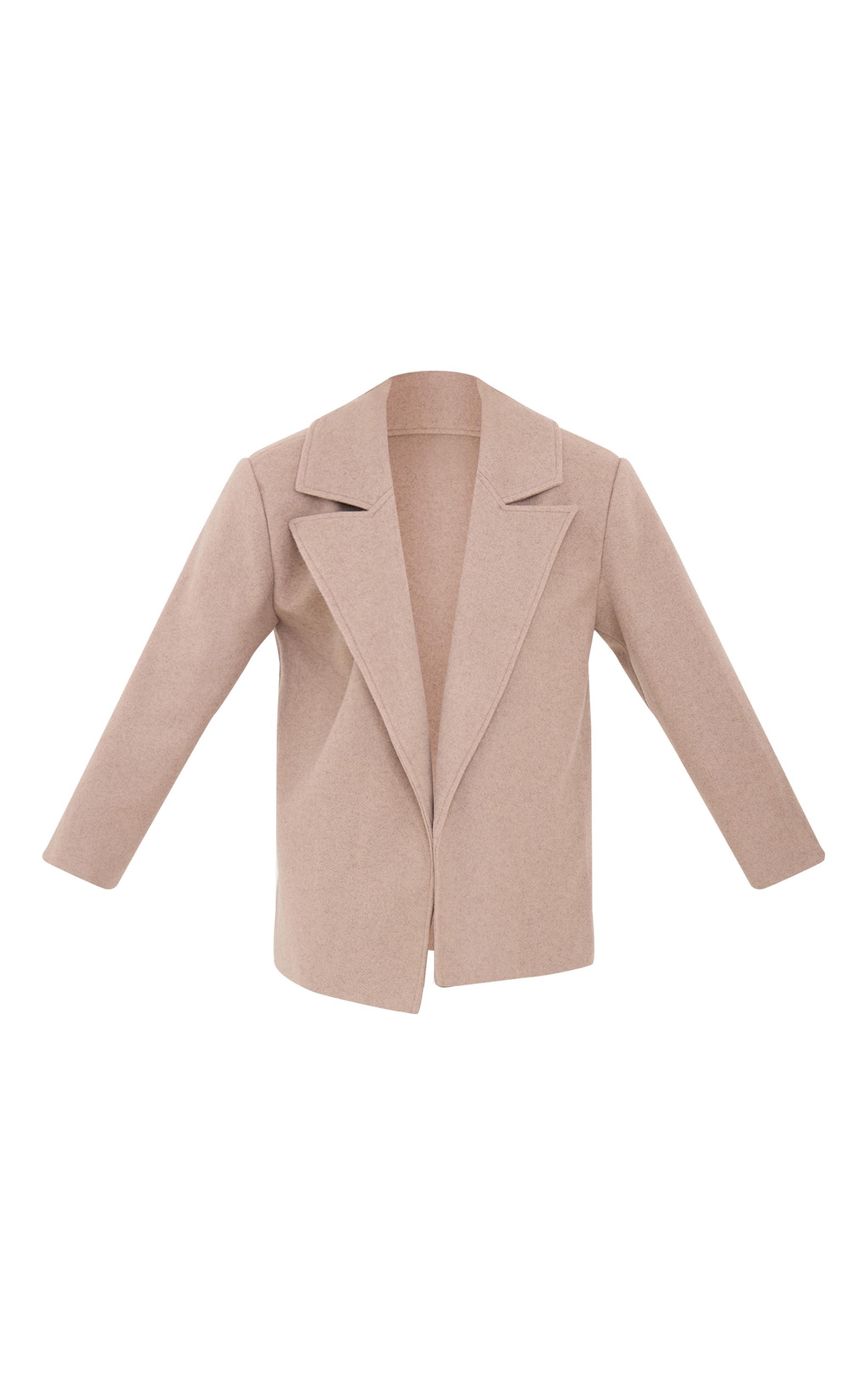 Light Taupe Tailored Wool Look Coat Product Image