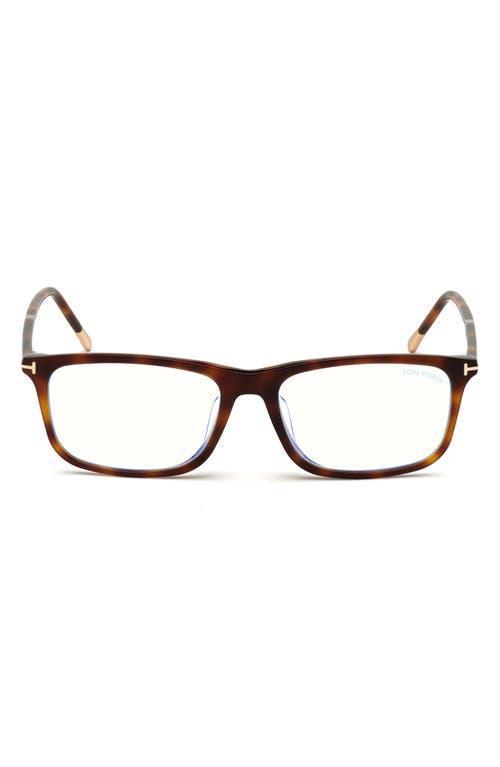 TOM FORD 57mm Rectangular Blue Light Blocking Optical Glasses In Black Product Image