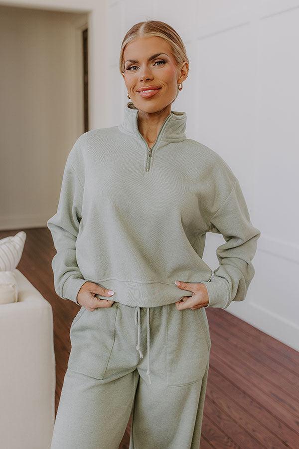 Cozy Lifestyle Vintage Wash Pullover in Sage Product Image