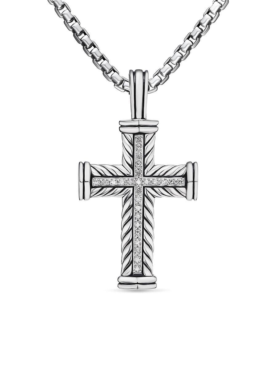 Mens Chevron Cross Pendant in Sterling Silver Product Image