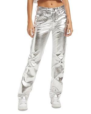 Womens Good Icon Metallic Faux Leather Pants Product Image