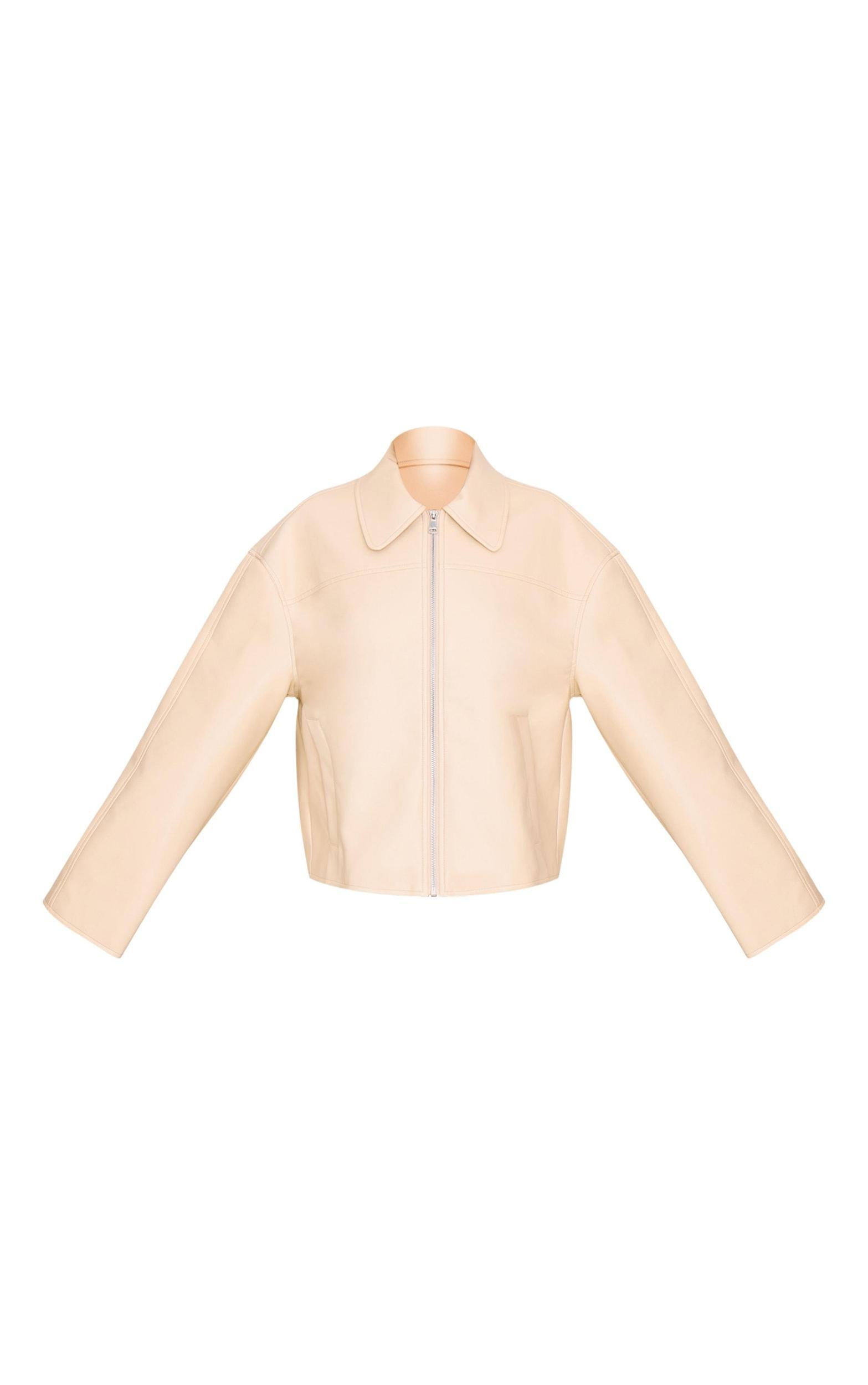 Cream Zip Through PU Jacket Product Image