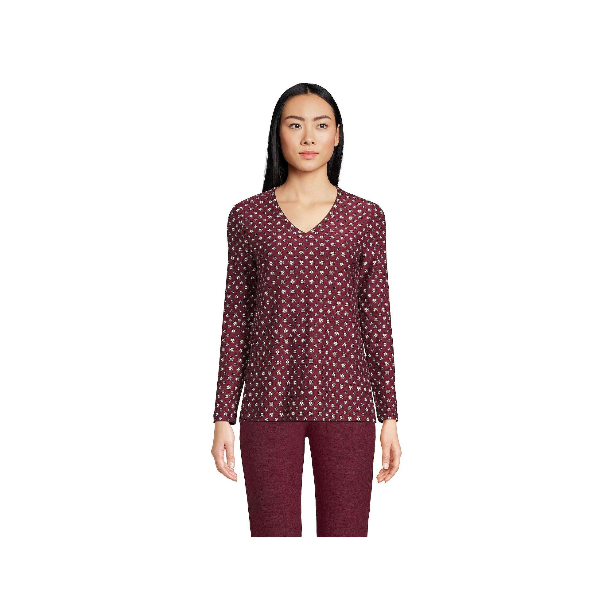 Women's Lands' End Long Sleeve Performance V-Neck Top,  Product Image