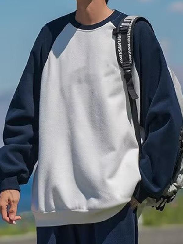 Men's Contrast Color Raglan Long Sleeve Tee Product Image