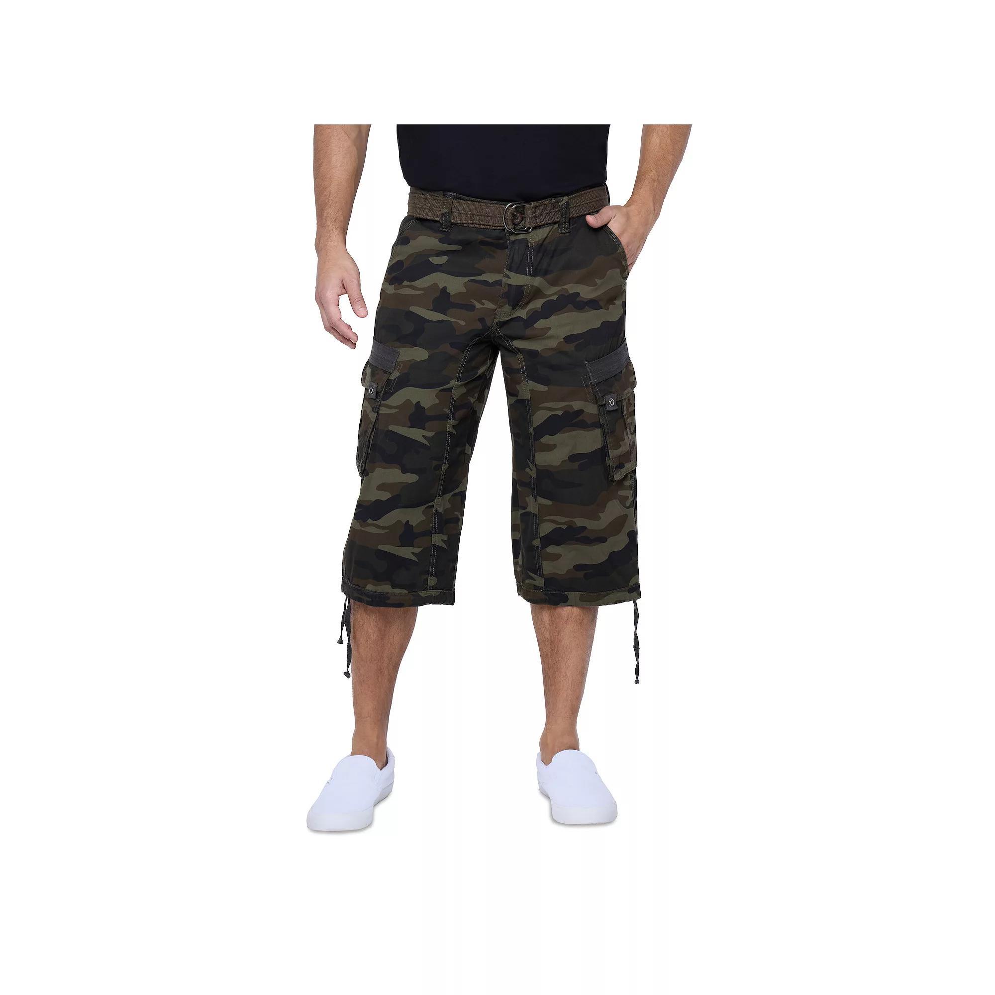 Men's Xray Messenger Belted Cargo Shorts, Size: 40, Green Camo Product Image