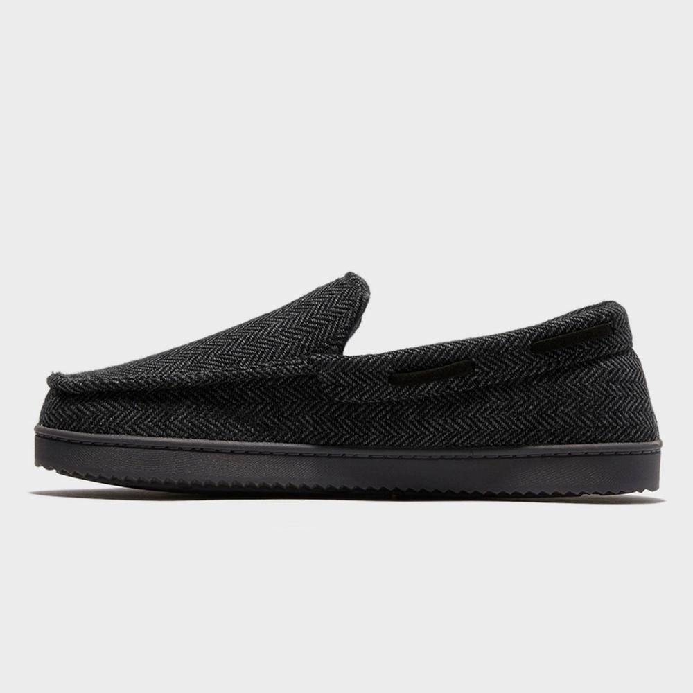 dluxe by dearfoams Men's Herringbone Moc Slippers - Black L Product Image