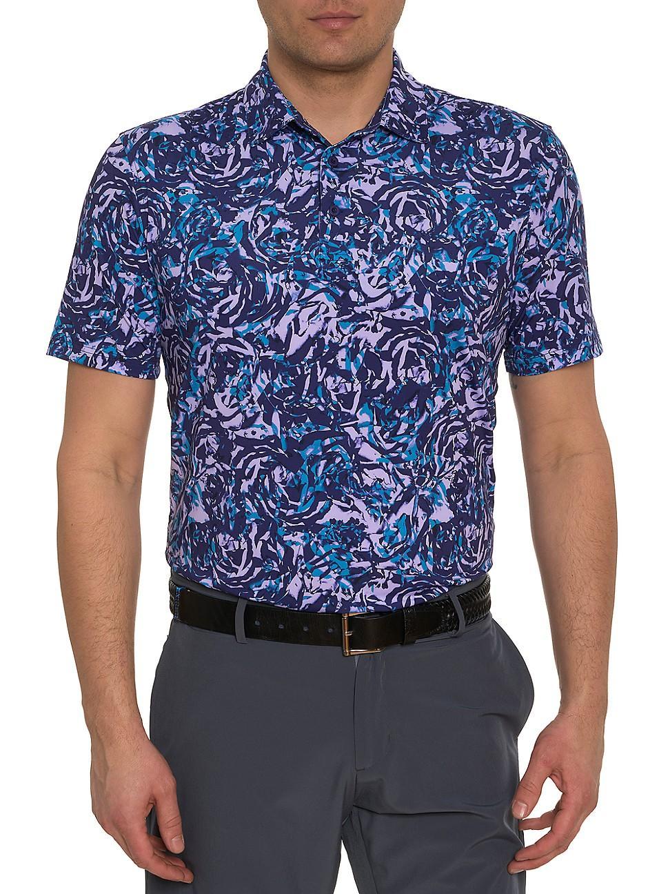 Mens Abstract Rose Print Polo Product Image