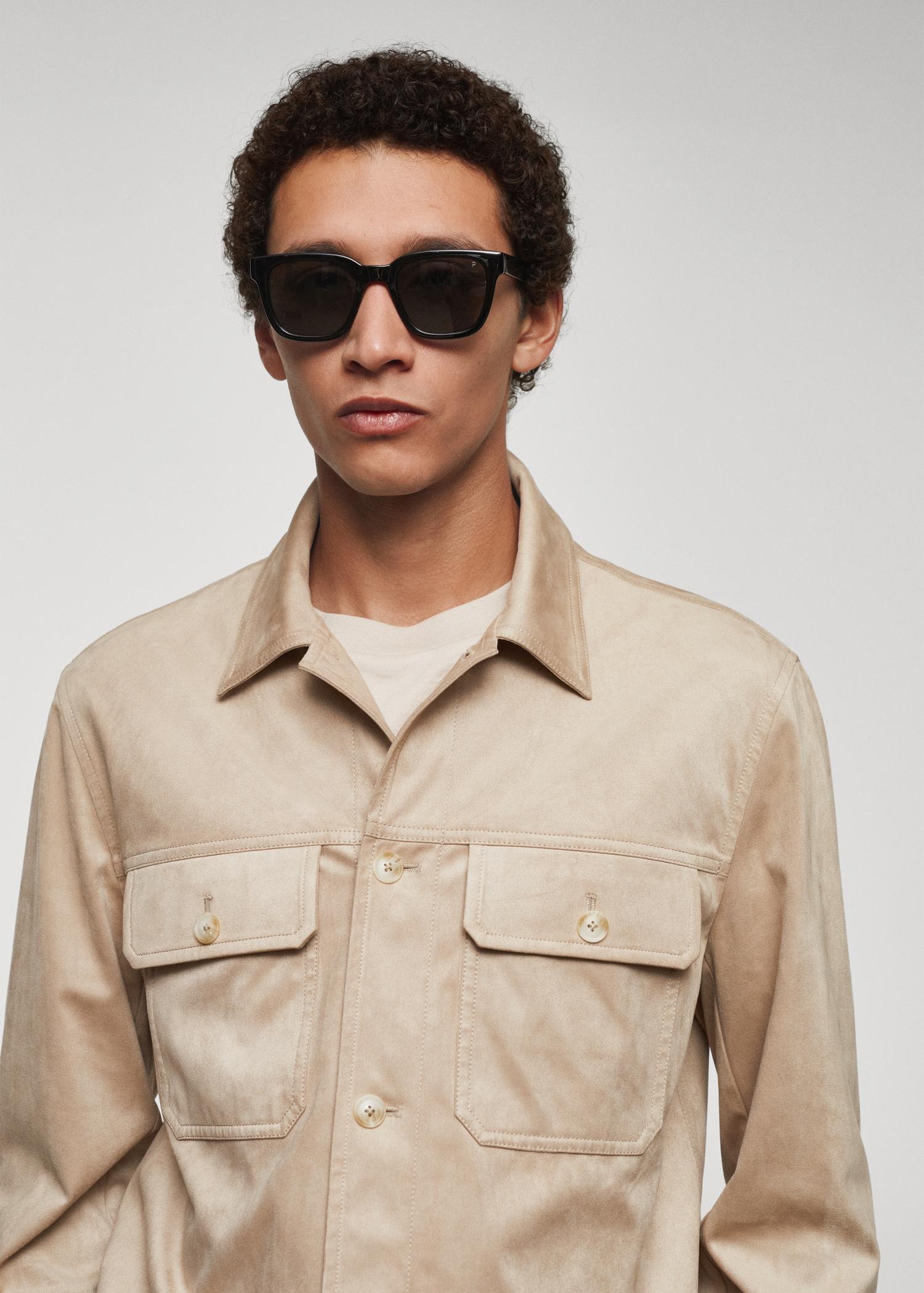 Suede effect overshirt with pockets - Men | MANGO USA Product Image