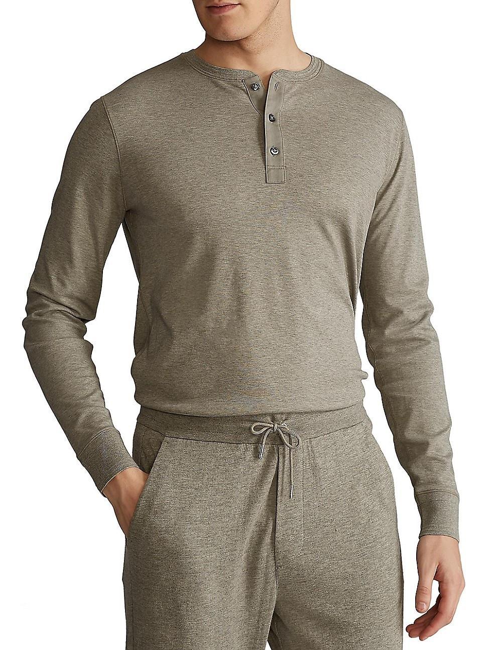 Mens Long-Sleeve Cotton Henley T-Shirt Product Image