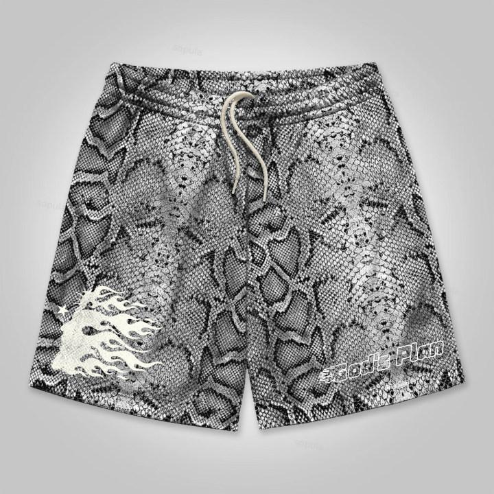 Sopula God's Plan Mesh Dot Snake Graphic Drawstring Shorts Product Image