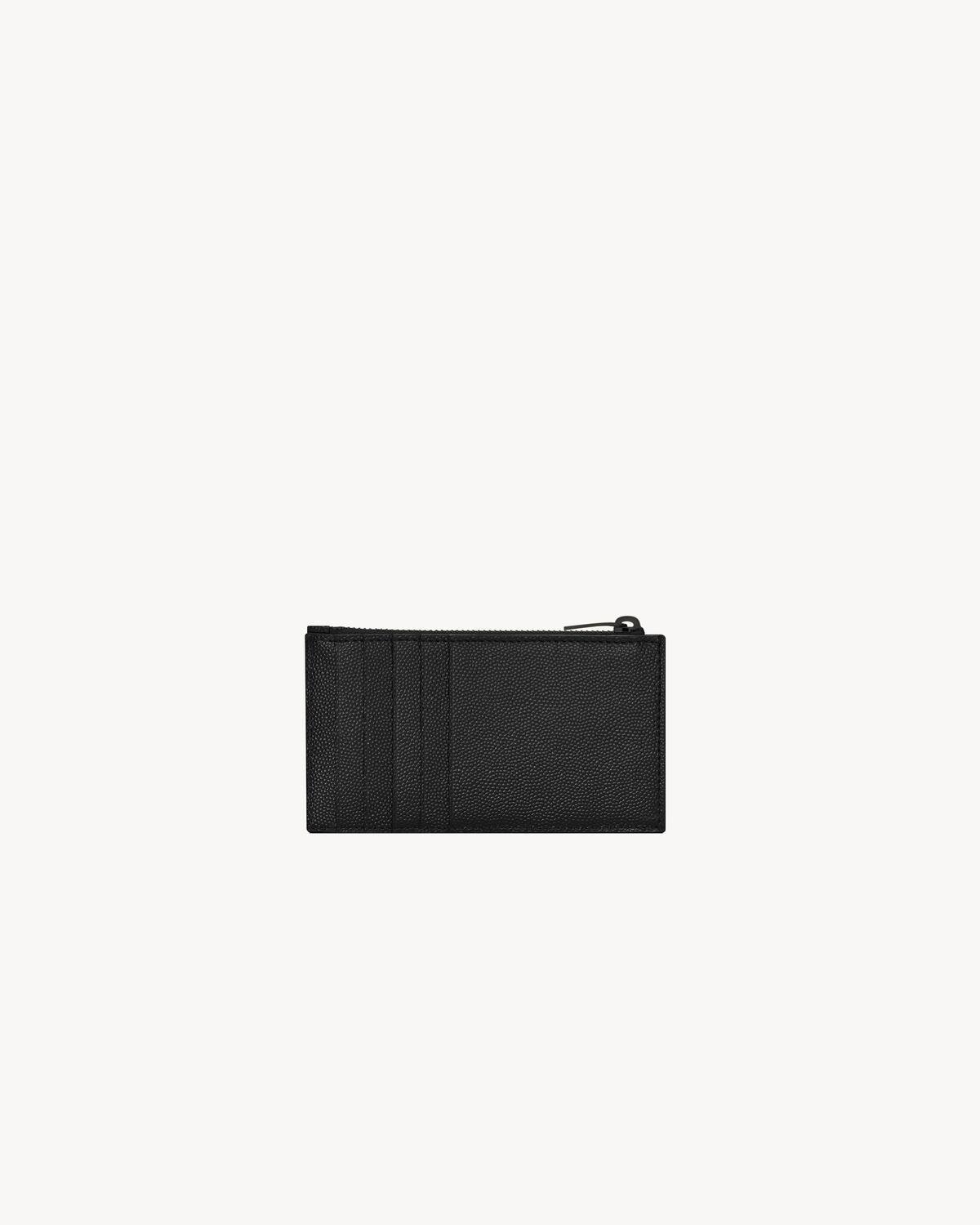 CASSANDRE MATELASSÉ FRAGMENTS CARD CASE IN GRAIN DE POUDRE LEATHER | Saint Laurent | YSL.com Product Image