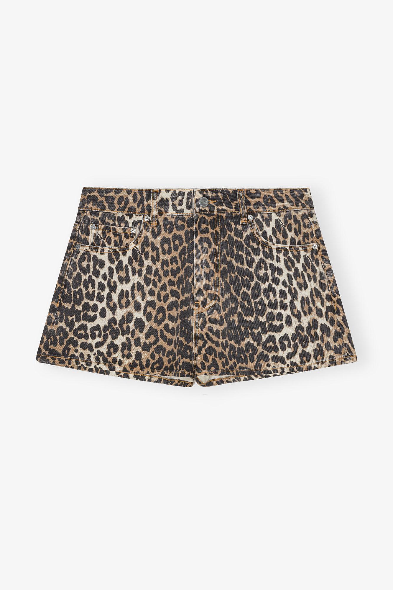 Leopard Denim Shorts Product Image