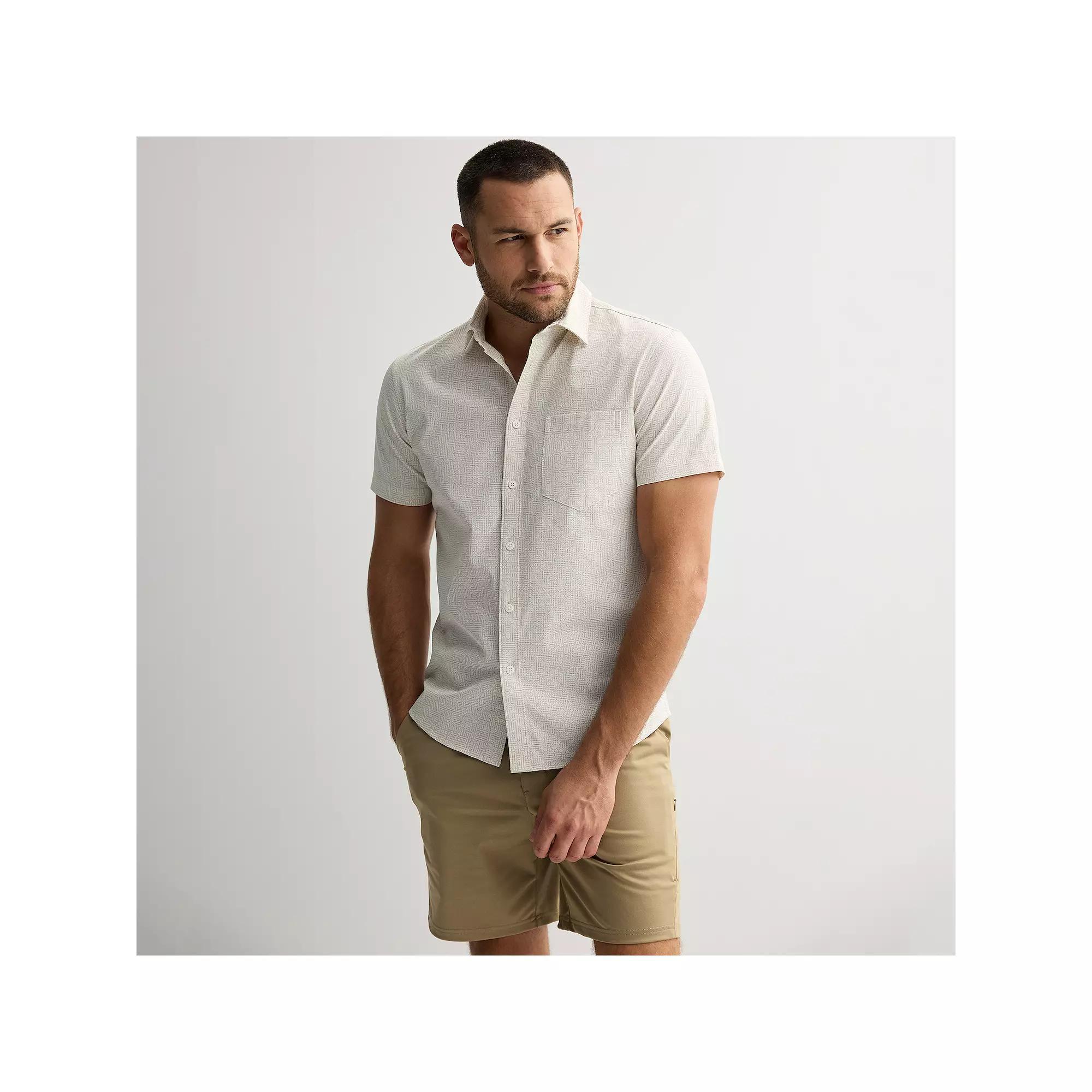 Men's FLX Performance Untucked-Fit Short Sleeve Button Down Shirt, Size: Small, Polar Beige Product Image