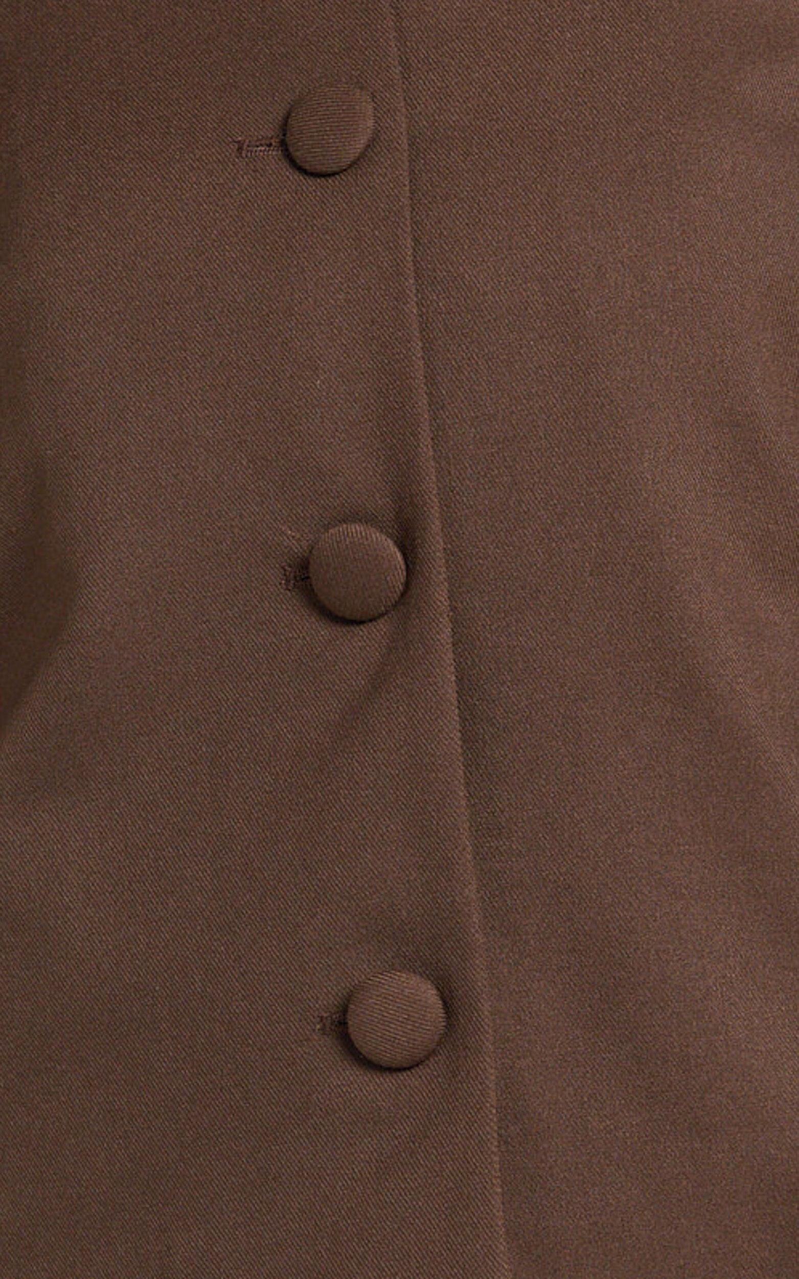 Yvette Jacket - Button Down Collared Jacket in Chocolate Product Image