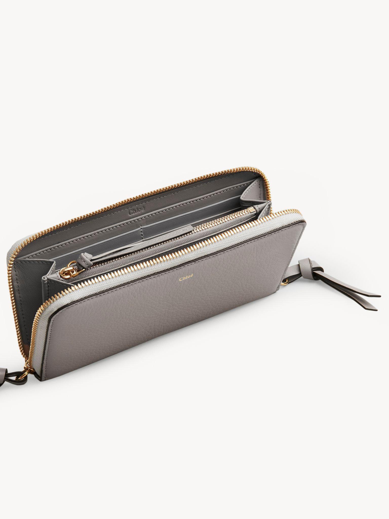 Alphabet zipped long wallet in grained leather Product Image