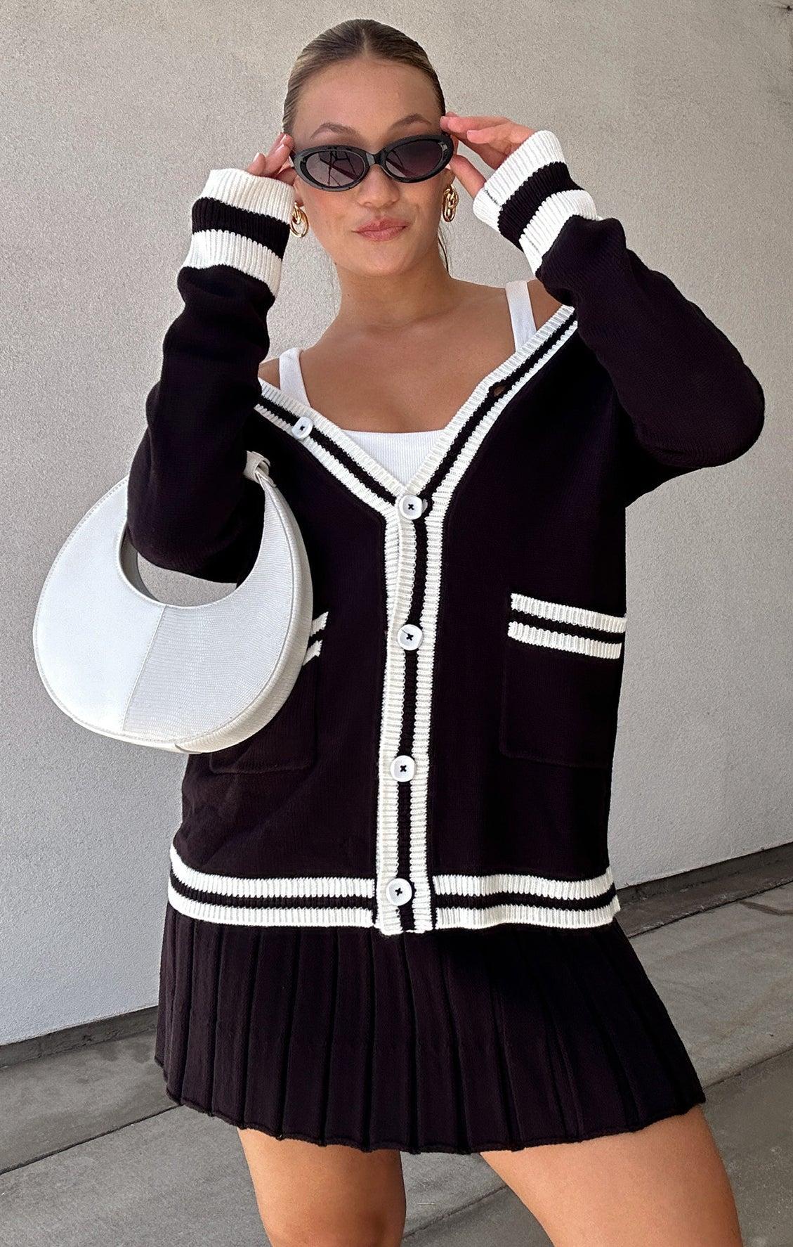 Prep Skirt ~ Black Varsity Stripe Knit Product Image