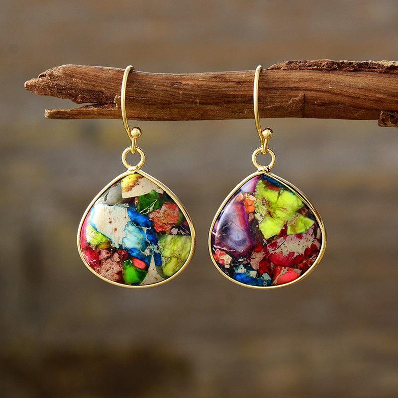 18K Gold-Plated Natural Stone Earrings Product Image