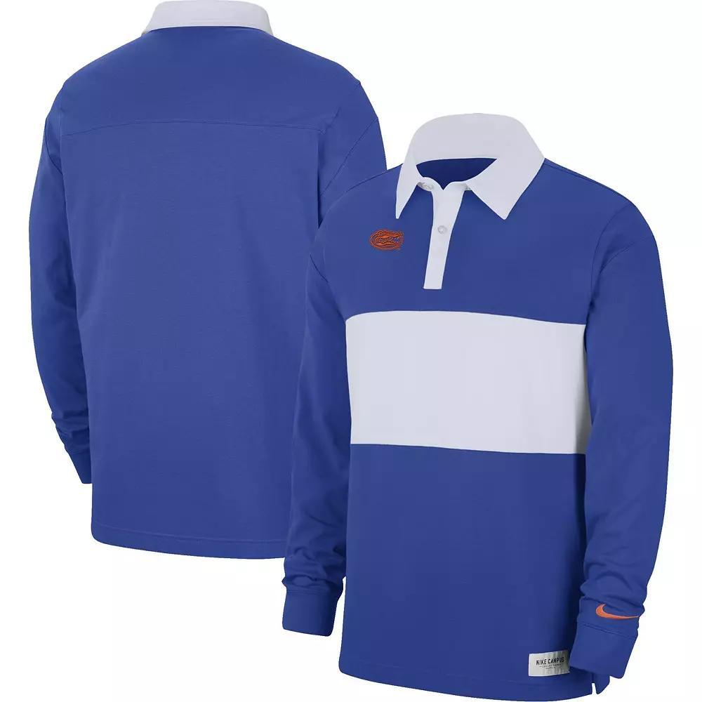 Men's Nike Royal Florida Gators Striped Long Sleeve Polo,  Product Image