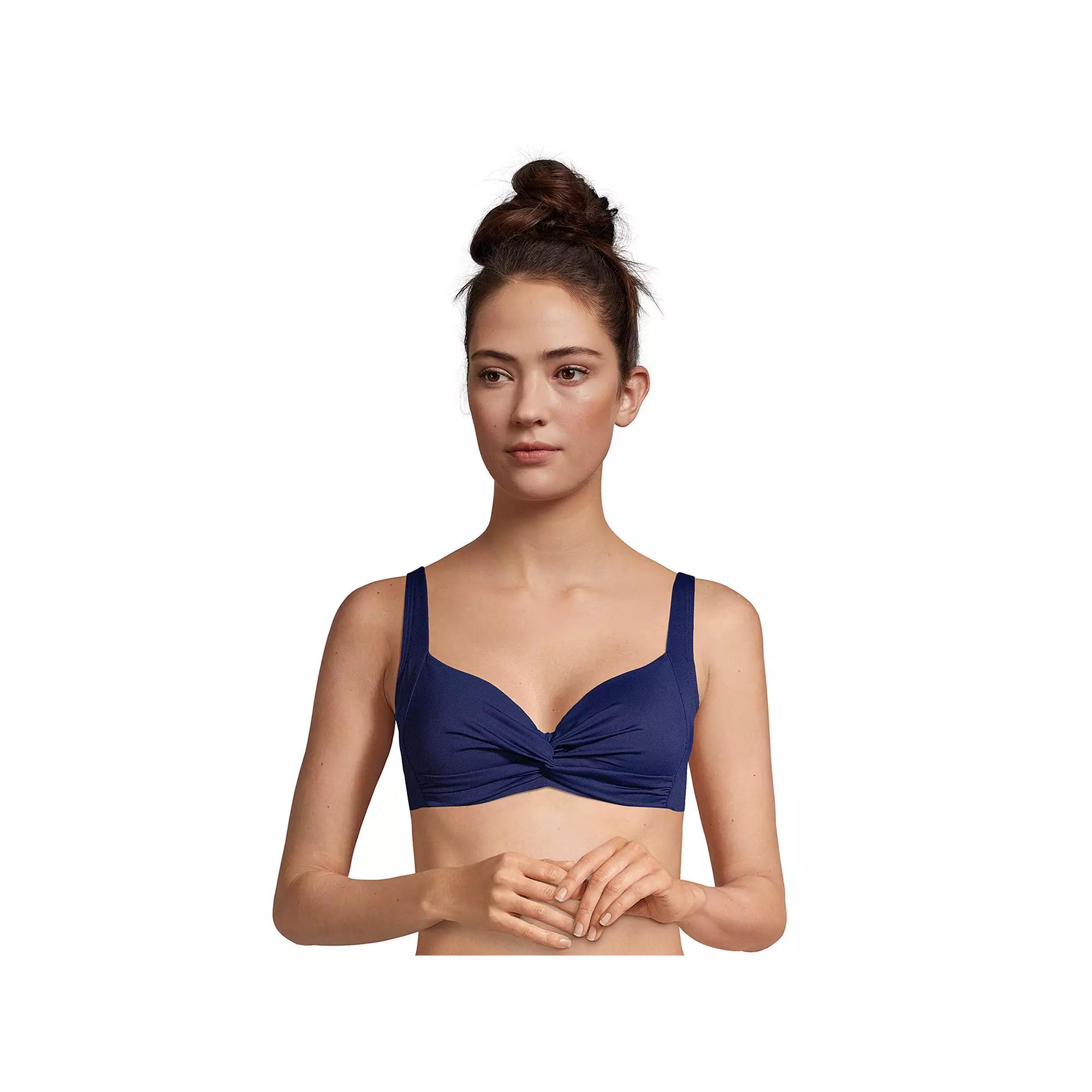 Women's Lands' End Twist-Front Underwire D-Cup Bikini Top,  Product Image