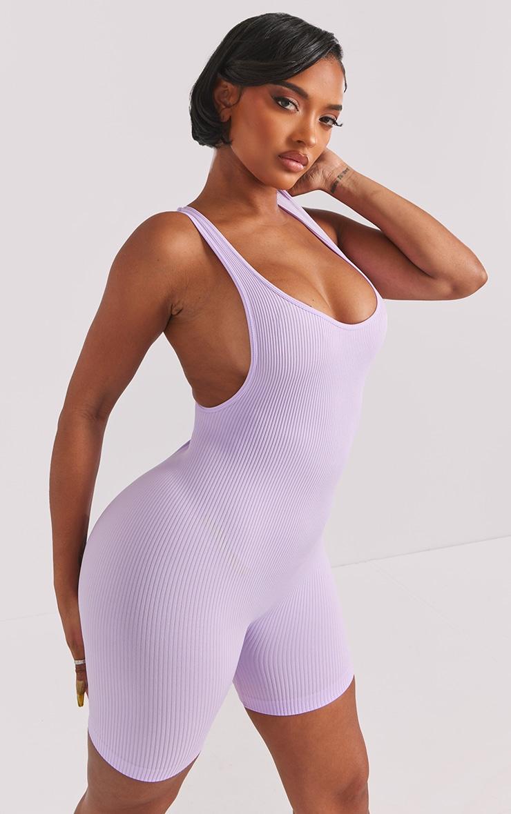 Shape Lilac Snatched Ribbed Scoop Neck Unitard Product Image