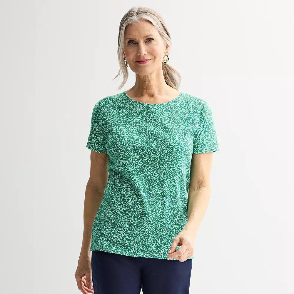 Women's Croft & Barrow® Essential Crewneck Tee, Size: Medium, Green Mini Garden Product Image