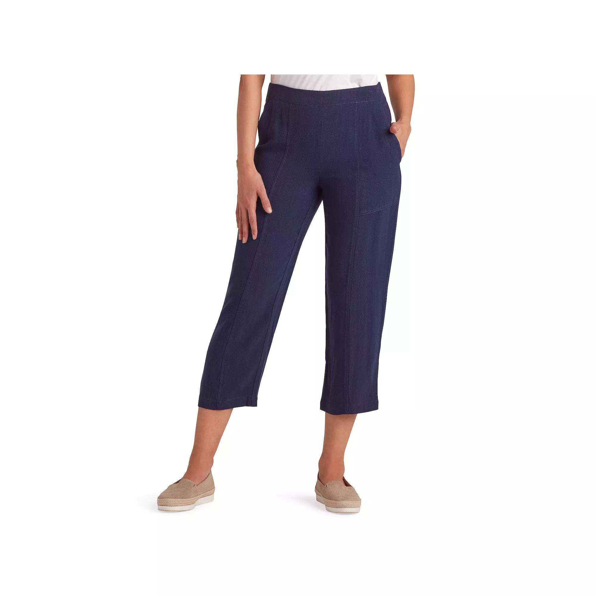 Womens AB Studio Pull On Cropped Pants Blue Product Image
