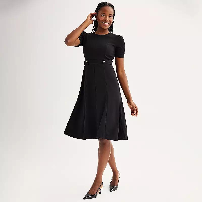 Women's London Times Solid Side Tab Fit & Flare Dress,  Product Image