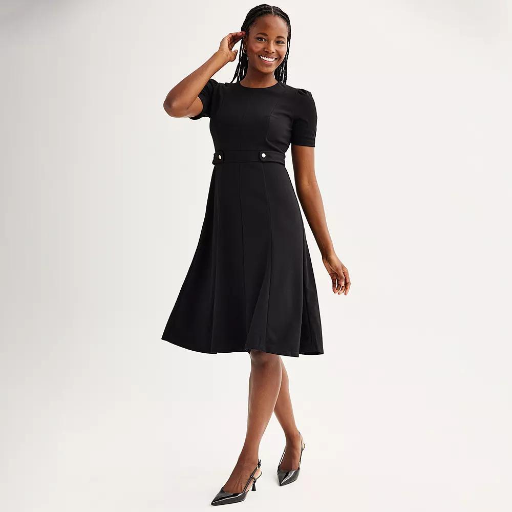 Women's London Times Solid Side Tab Fit & Flare Dress,  Product Image