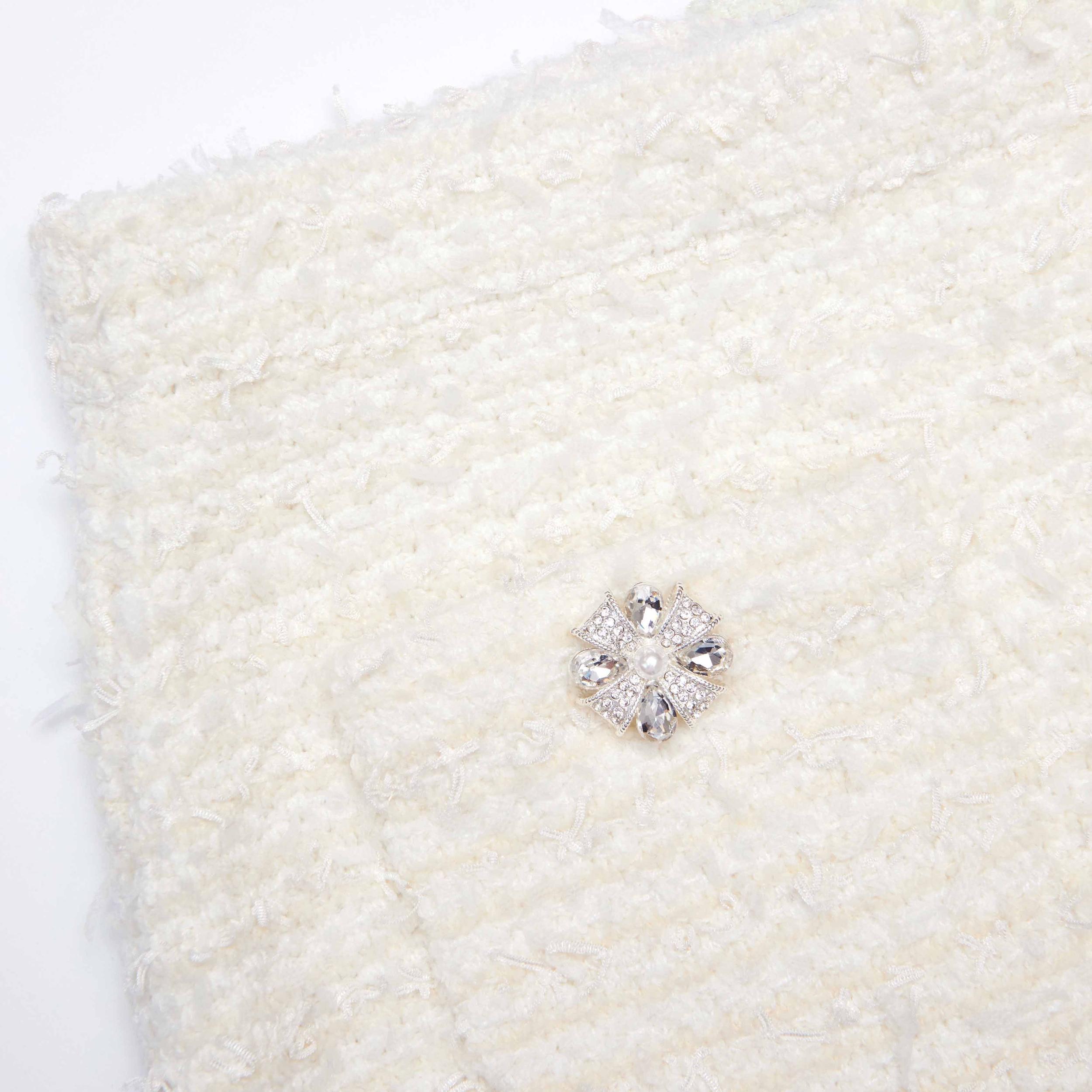 Cream Textured Knit Mini Skirt Product Image