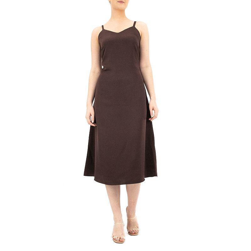 Women's Nina Leonard Crepe Midi Slip Dress, Size: Medium, 2coca Product Image