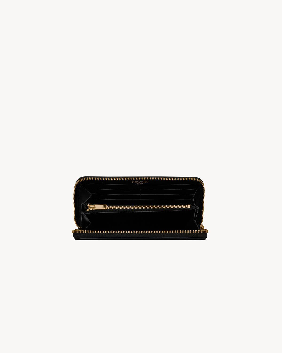 TINY CASSANDRE zip-around wallet in crocodile-embossed matte leather | Saint Laurent | YSL.com Product Image