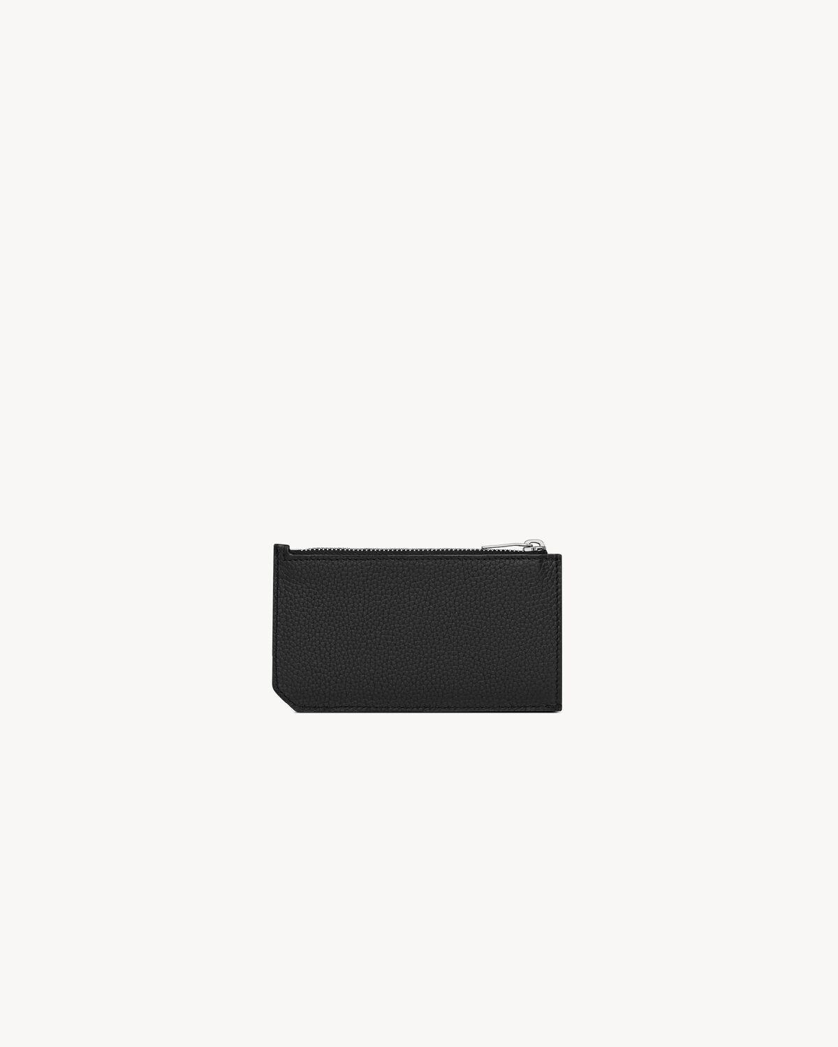 CASSANDRE SHADOW SAINT LAURENT FRAGMENTS ZIPPED CARD CASE IN GRAINED LEATHER | Saint Laurent | YSL.com Product Image