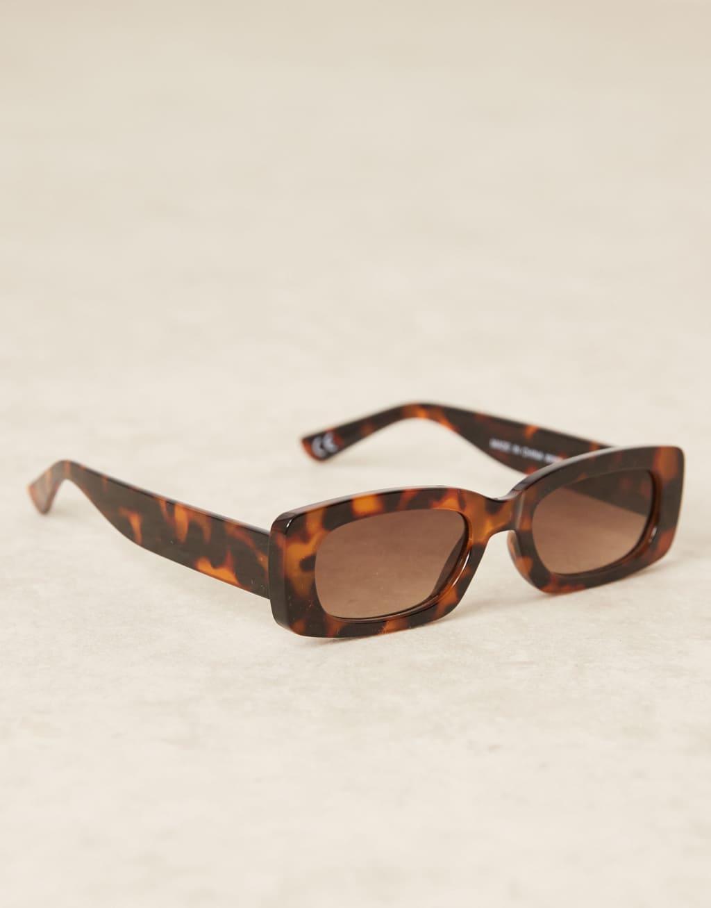 ASOS DESIGN mid square sunglasses in tort Product Image