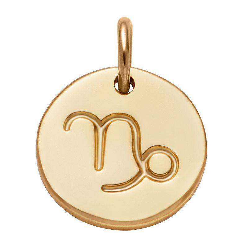 PRIMROSE 18k Gold Over Silver Etched Zodiac Disc Charm, Womens, Gold Tone Leo Product Image