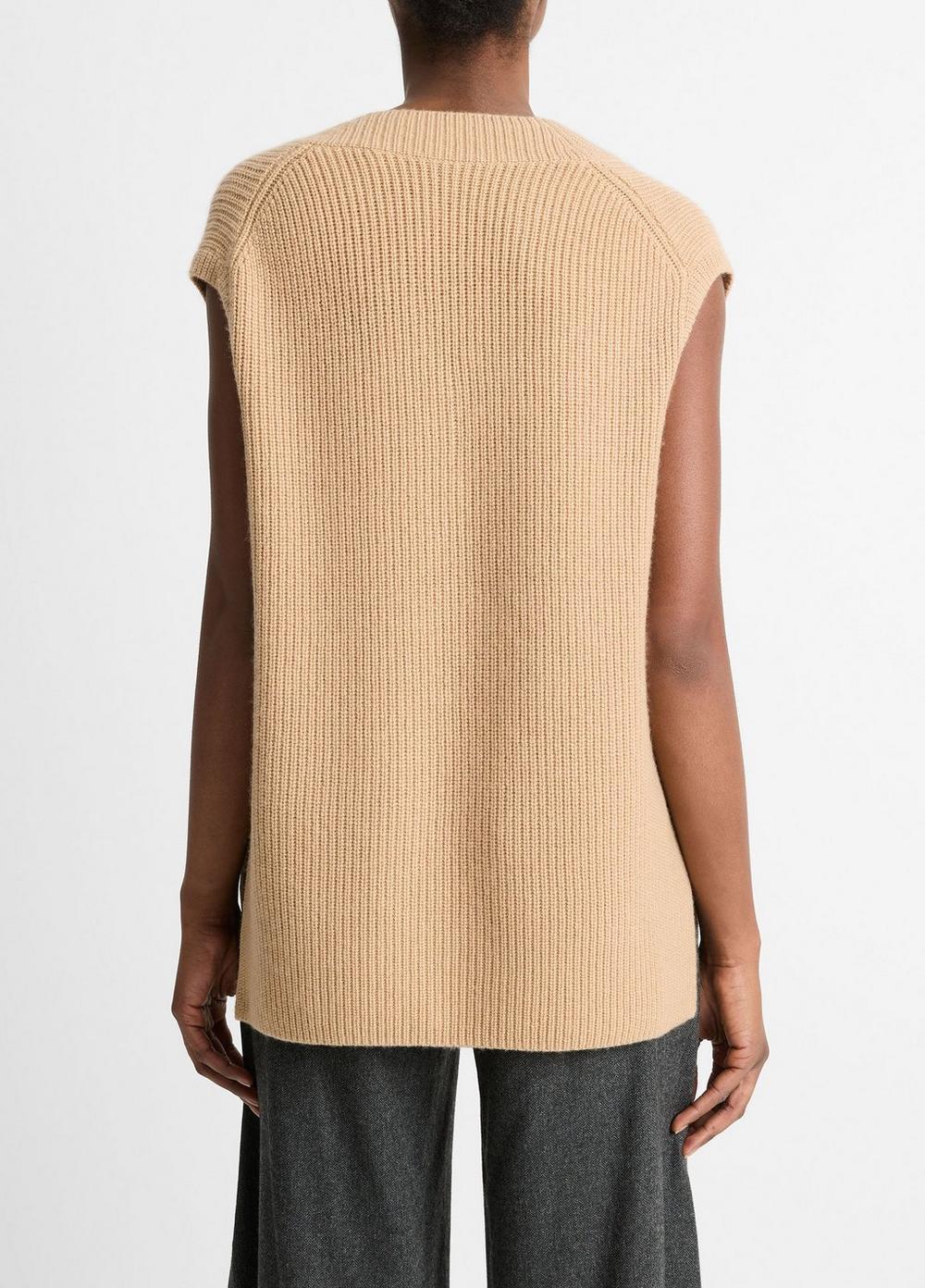 Ribbed Wool-Cashmere V-Neck Sweater Vest Product Image