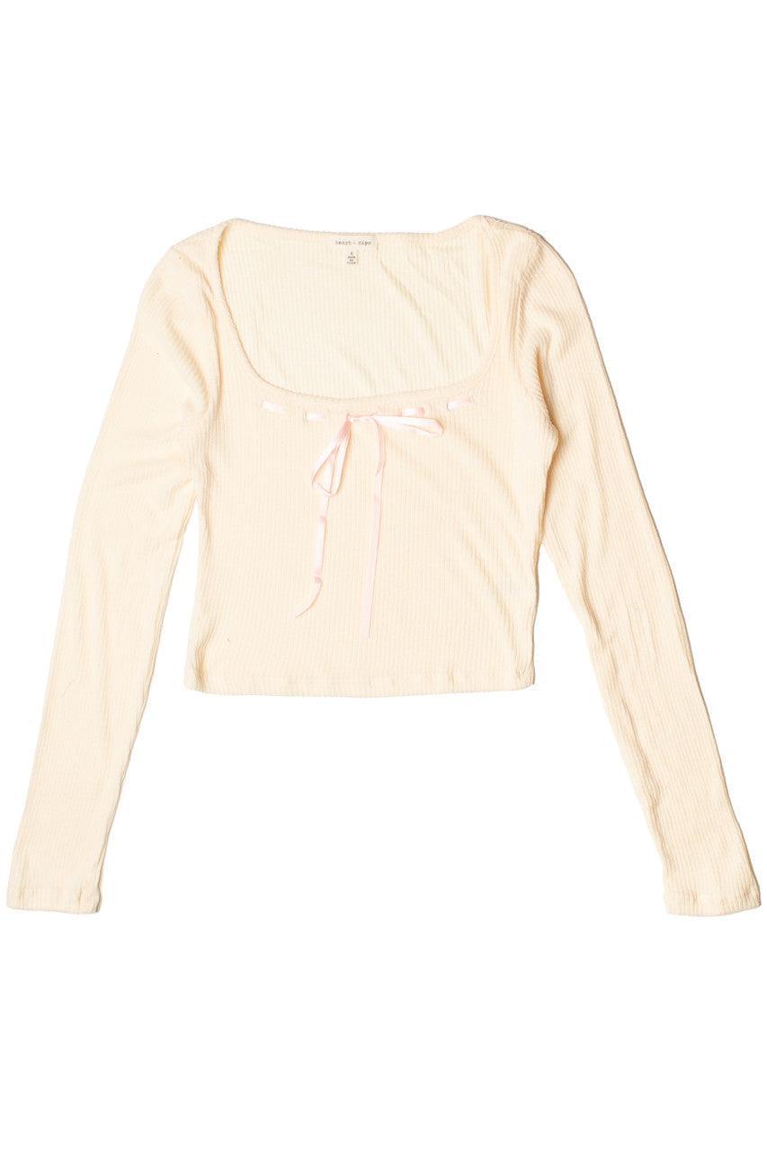 Long Sleeve Ribbon Bow Top Product Image