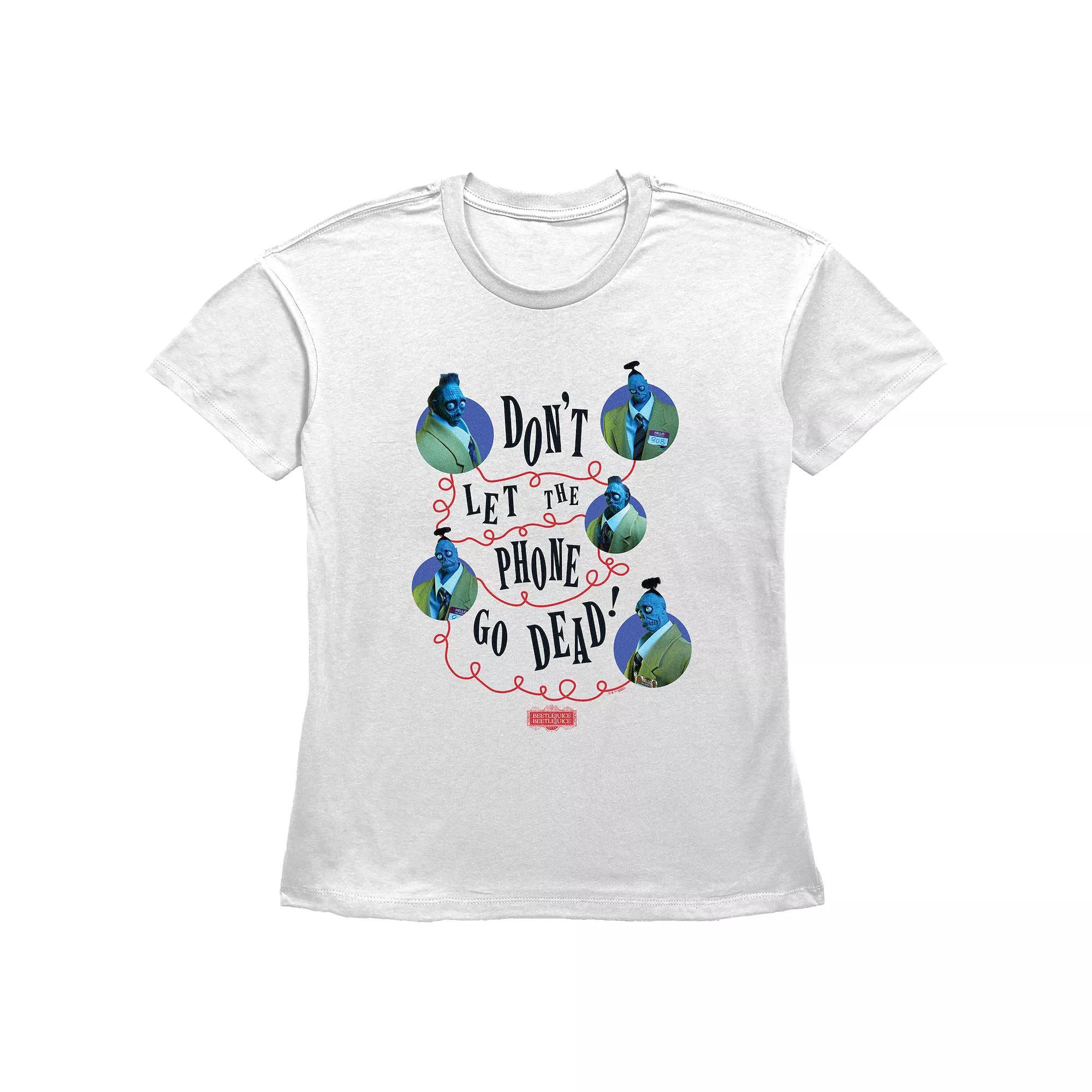 Women's Beetlejuice 2 Don't Let The Phone Go Dead Graphic Tee, Size: XL, White Product Image